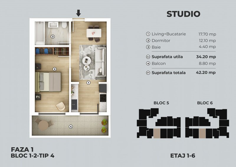 Ilfov Studio de vanzare - metrou Berceni - Comision 0%